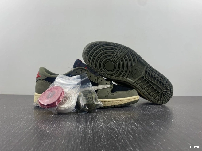 Rep OG DM7866-002 AIR 'BLACK TRAVIS JORDAN 1 X OLIVE' LOW SCOTT SP 0807